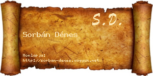 Sorbán Dénes névjegykártya